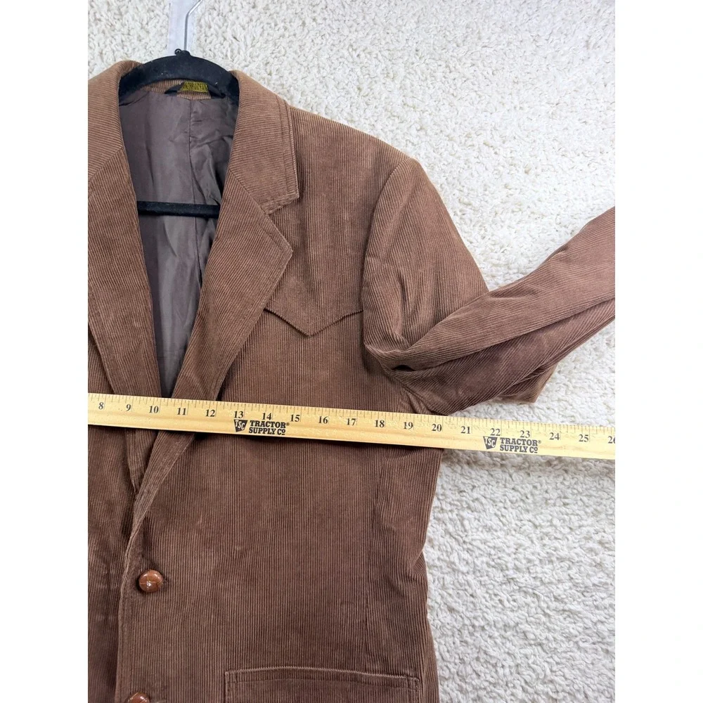 Garrison Park Corduroy Blazer Mens 40R Brown Good Vintage Western Sport Coat